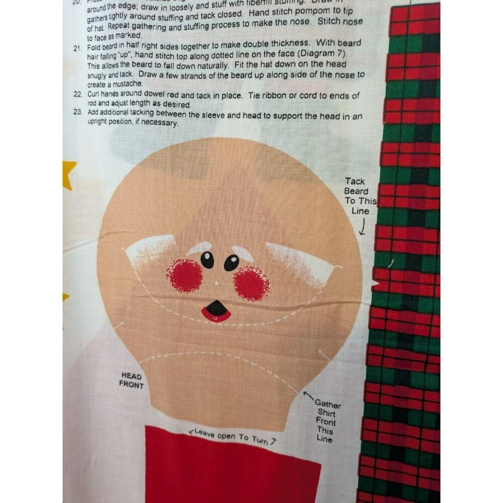 Vintage Springs Industries Swingin Santa Holder Fabric Panel Wall Pocket 36x60